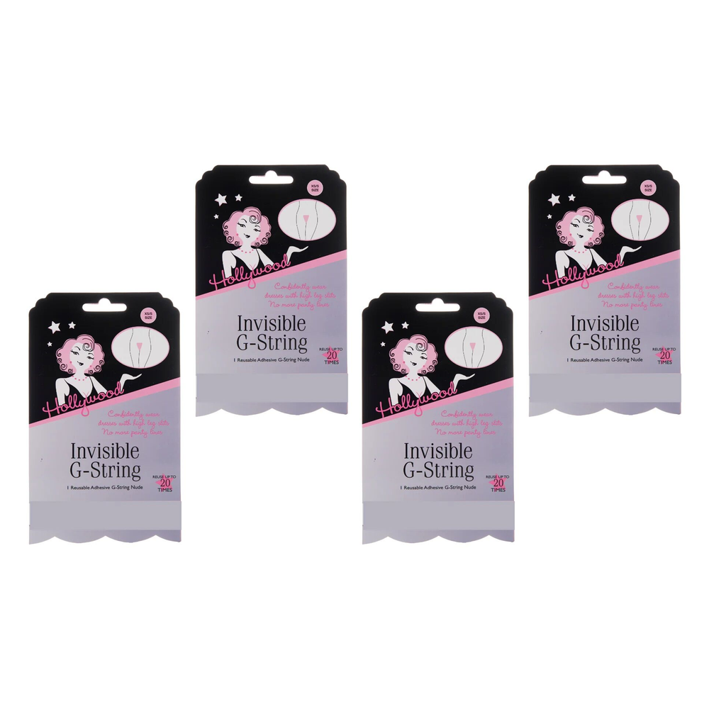Hollywood Fashion Secrets Invisible G String Reusable Nude No VPL XS/S Pack of 4