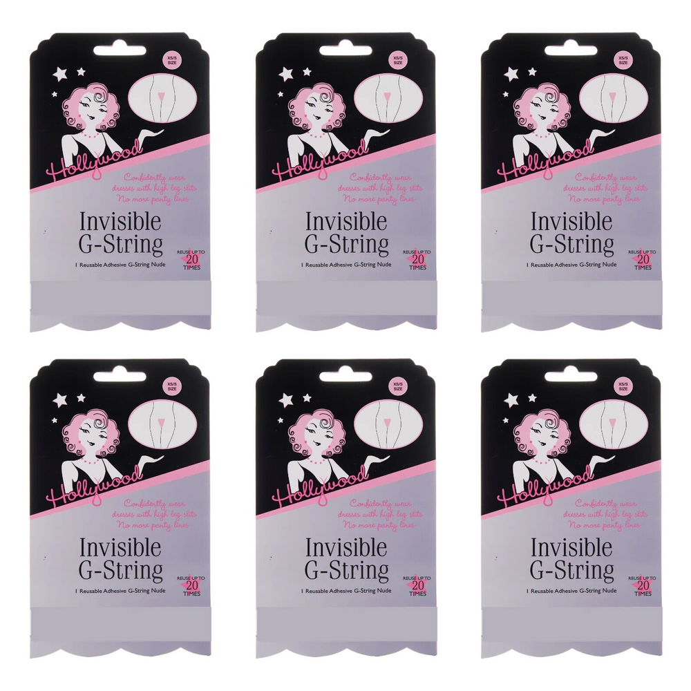 Hollywood Fashion Secrets Invisible G String Reusable Nude No VPL XS/S Pack of 6