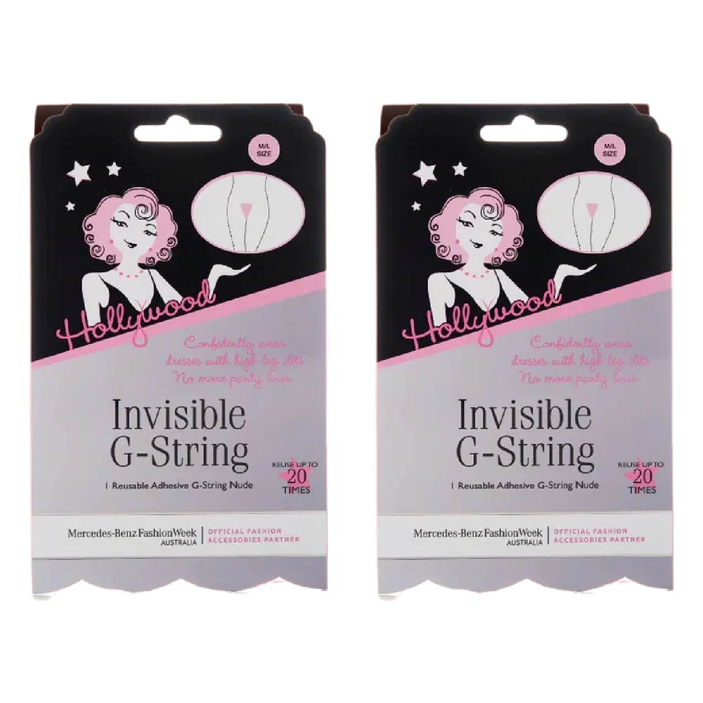 Hollywood Fashion Secrets Invisible G String Reusable Nude No VPL M/L Pack of 2
