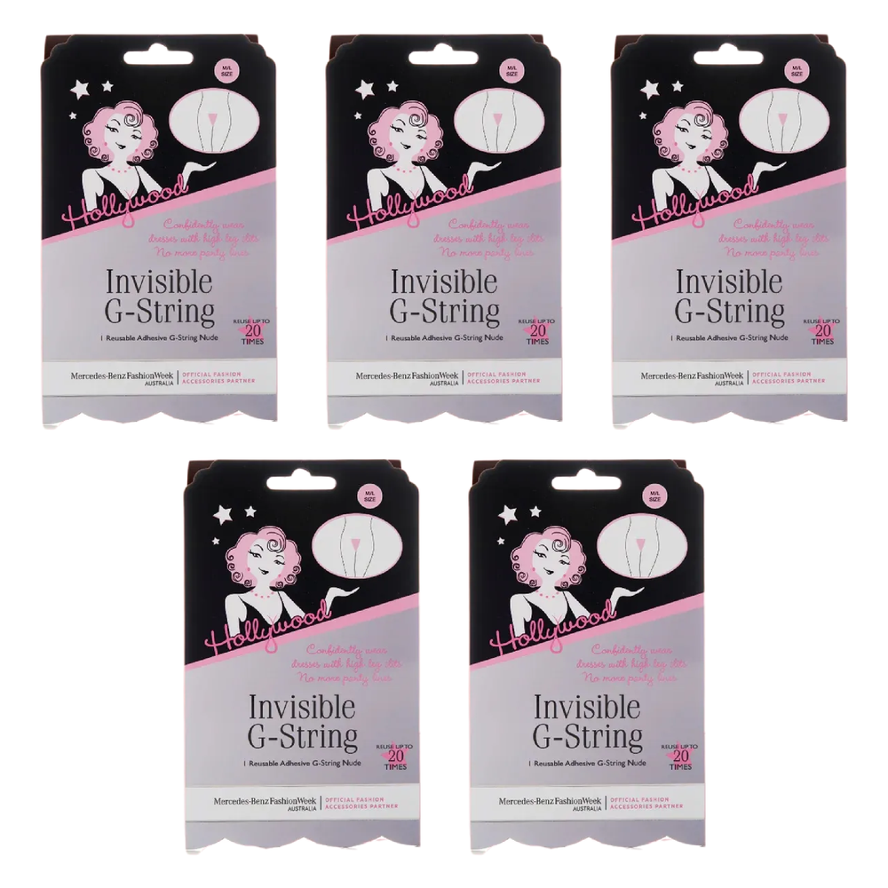 Hollywood Fashion Secrets Invisible G String Reusable Nude No VPL M/L Pack of 5