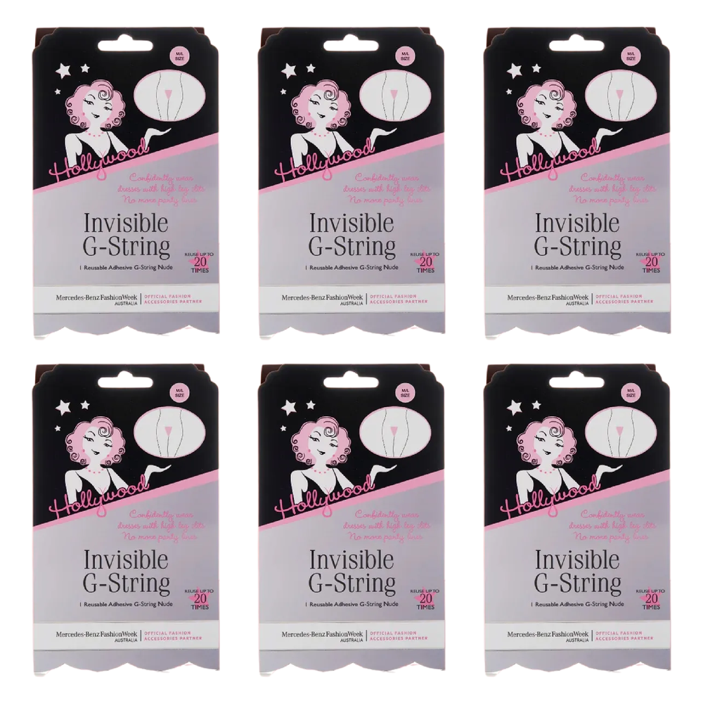 Hollywood Fashion Secrets Invisible G String Reusable Nude No VPL M/L Pack of 6