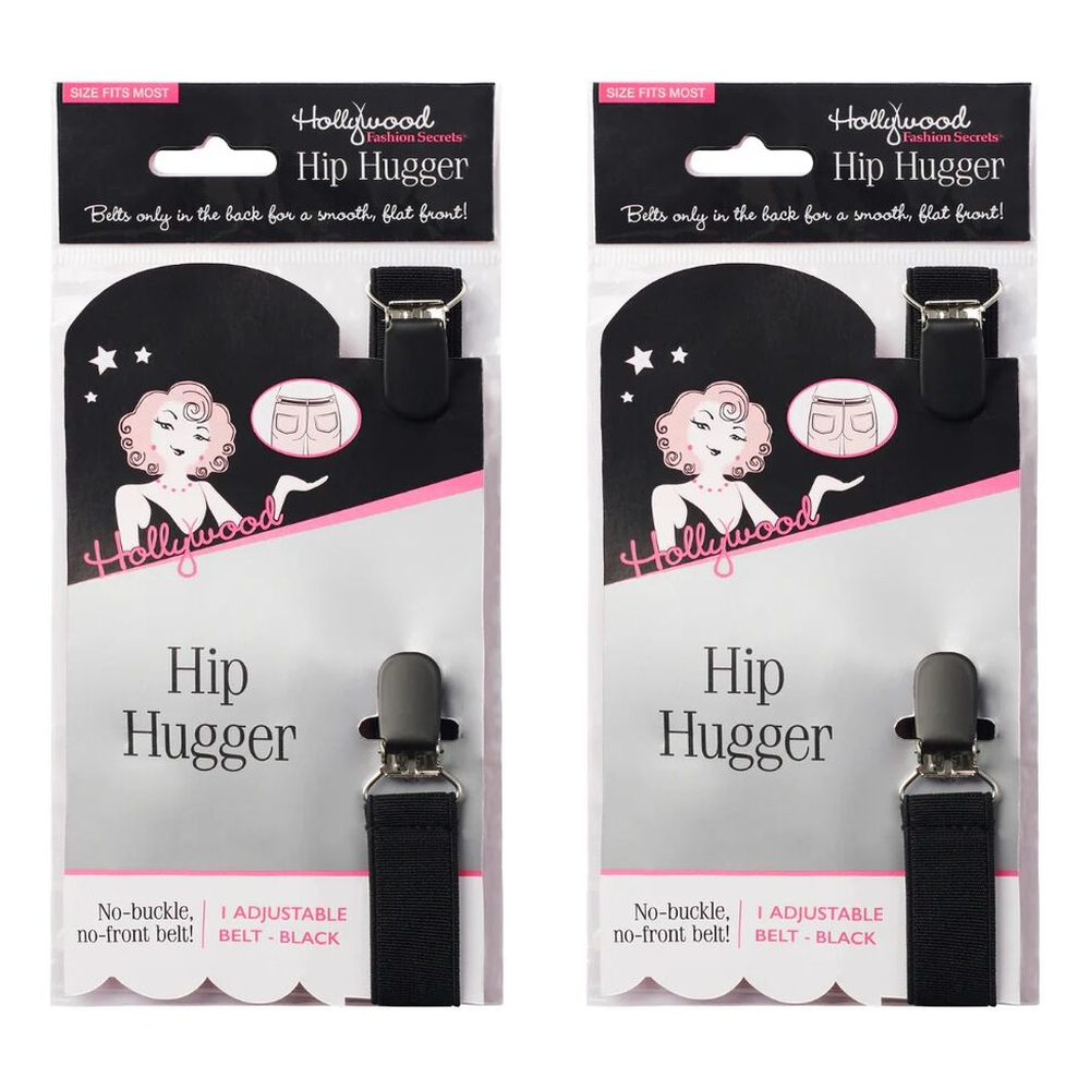 Hollywood Fashion Secrets Hip Hugger Adjustable Belt No Buckle Black Pack of 2