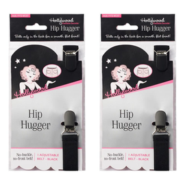 Hollywood Fashion Secrets Hip Hugger Adjustable Belt No Buckle Black Pack of 2