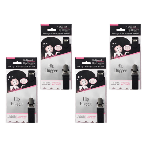 Hollywood Fashion Secrets Hip Hugger Adjustable Belt No Buckle Black Pack of 4