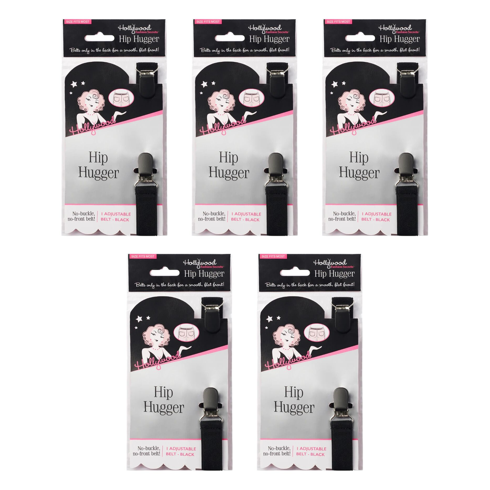 Hollywood Fashion Secrets Hip Hugger Adjustable Belt No Buckle Black Pack of 5