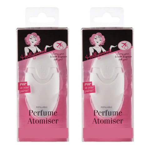 Hollywood Fashion Secrets Perfume Atomiser Refillable Travel Spray Bottle Pack of 2
