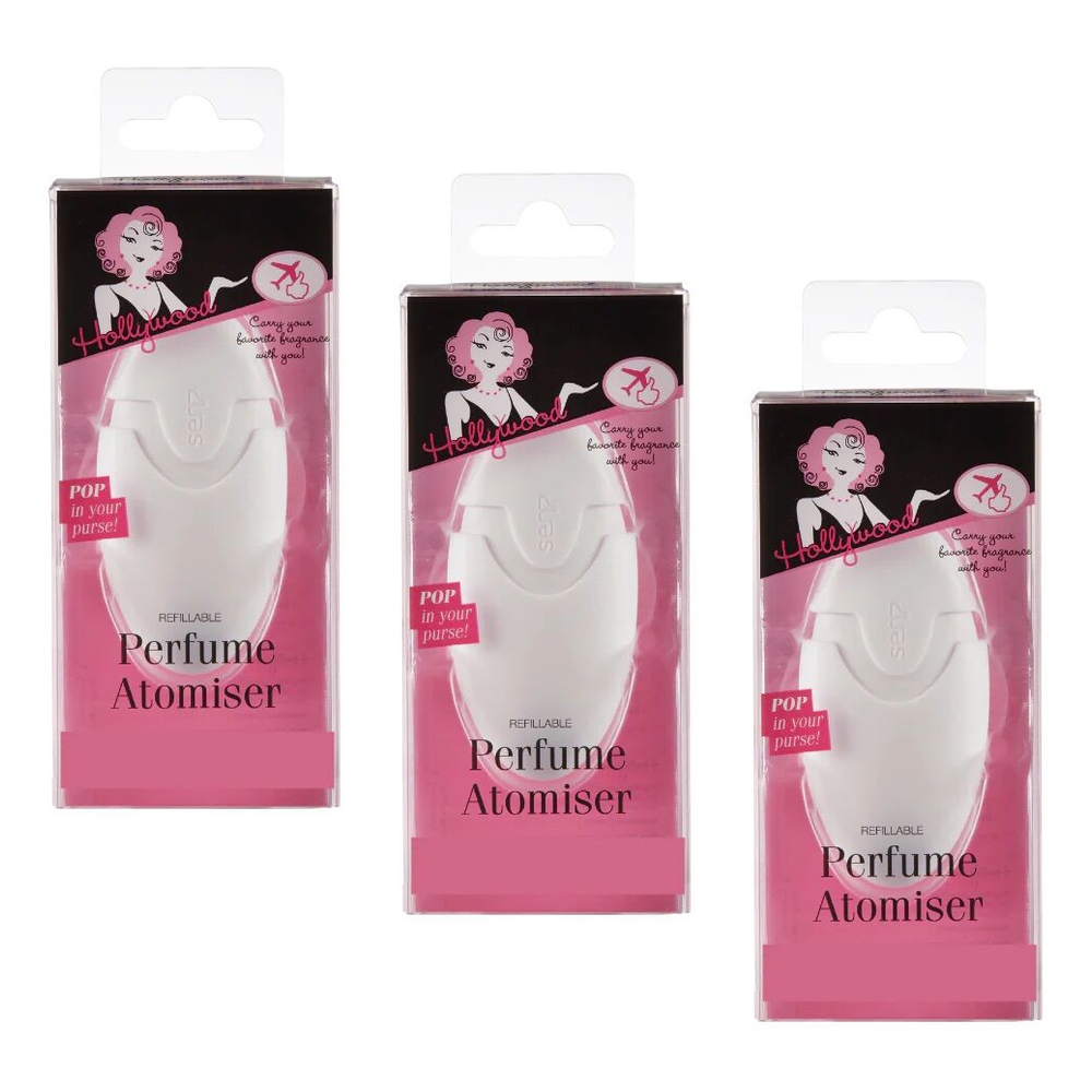 Hollywood Fashion Secrets Perfume Atomiser Refillable Travel Spray Bottle Pack of 3