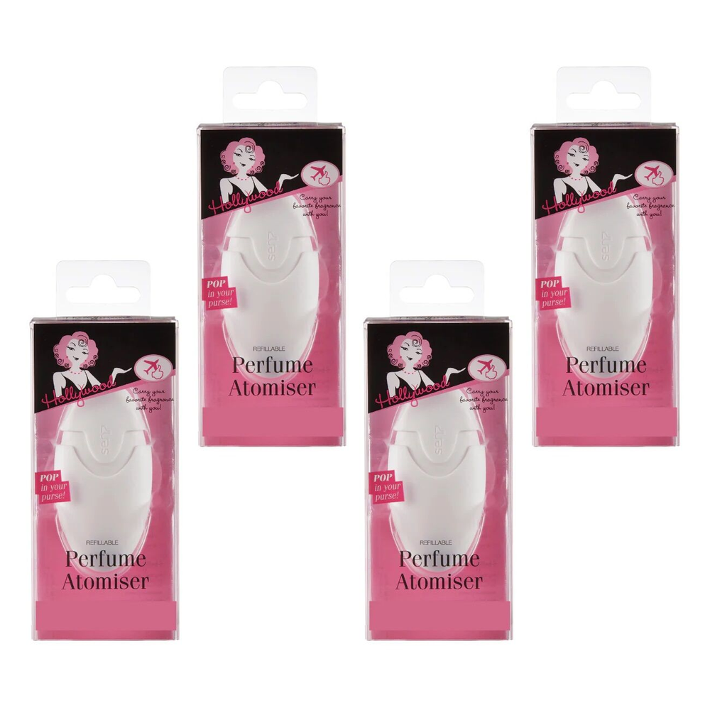 Hollywood Fashion Secrets Perfume Atomiser Refillable Travel Spray Bottle Pack of 4