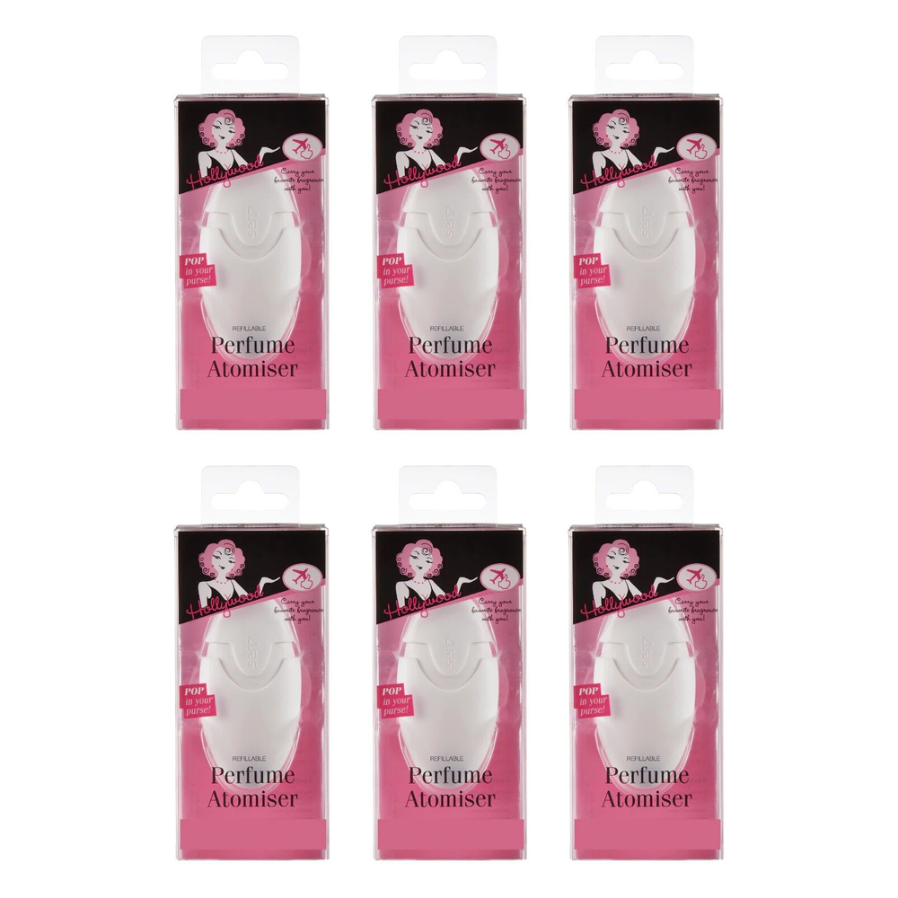 Hollywood Fashion Secrets Perfume Atomiser Refillable Travel Spray Bottle Pack of 6
