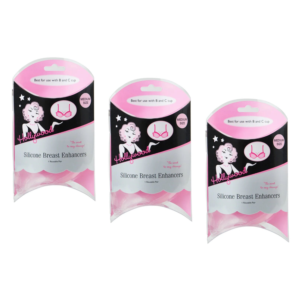 Hollywood Fashion Secrets Silicone Breast Enhancers Med Push Up Inserts Pack of 3