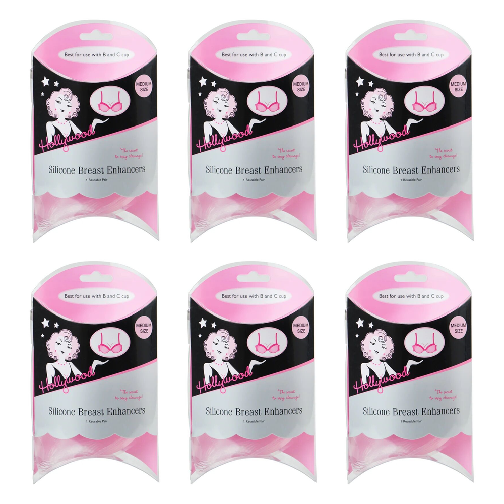 Hollywood Fashion Secrets Silicone Breast Enhancers Med Push Up Inserts Pack of 6