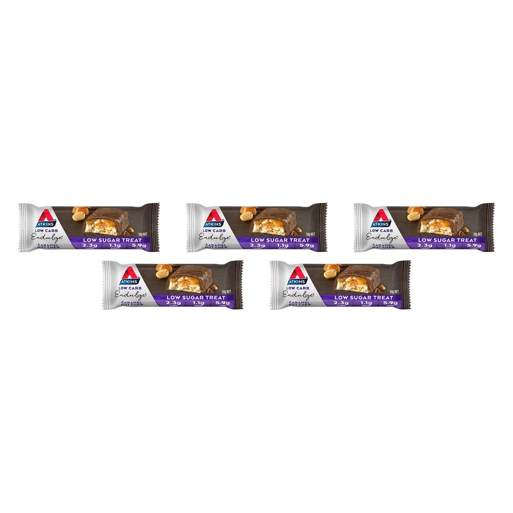 Atkins Endulge Caramel Nut Chew Bar 34g x 15 Bundle of 5