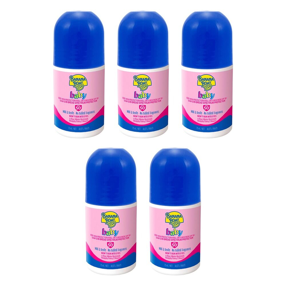 Banana Boat Baby Roll-On SPF 50+ 75mL Pack of 5