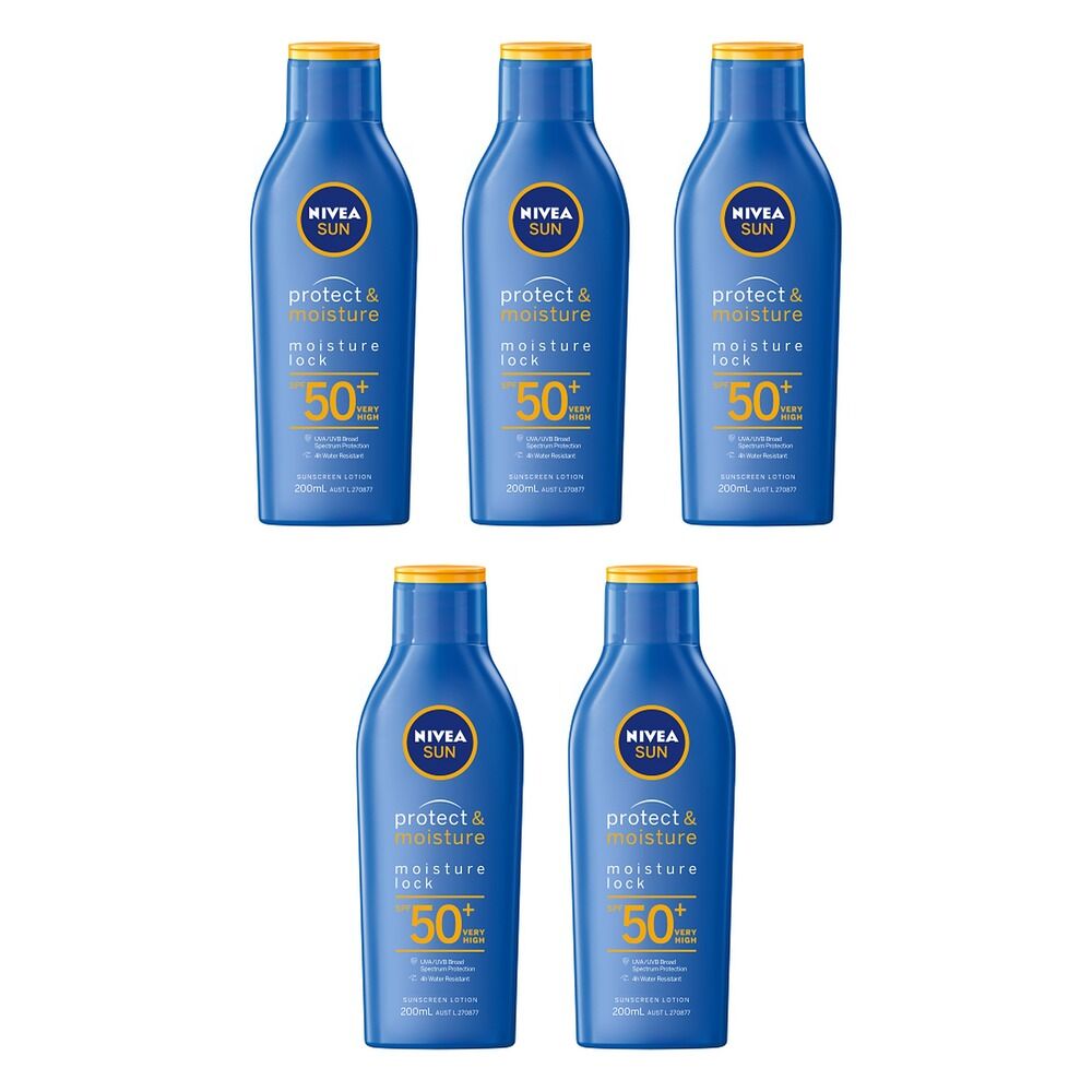 NIVEA SUN Protect & Moisture Moisturising Sunscreen Lotion SPF50+ Pack of 5