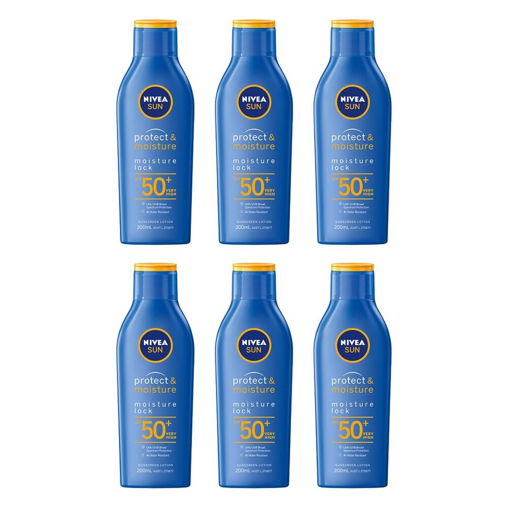 NIVEA SUN Protect & Moisture Moisturising Sunscreen Lotion SPF50+ Pack of 6