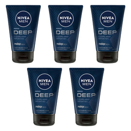 Nivea Men Deep Face & Beard Wash 100mL Pack of 5