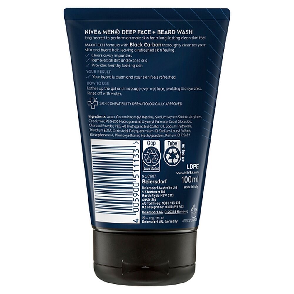 Nivea Men Deep Face & Beard Wash 100mL
