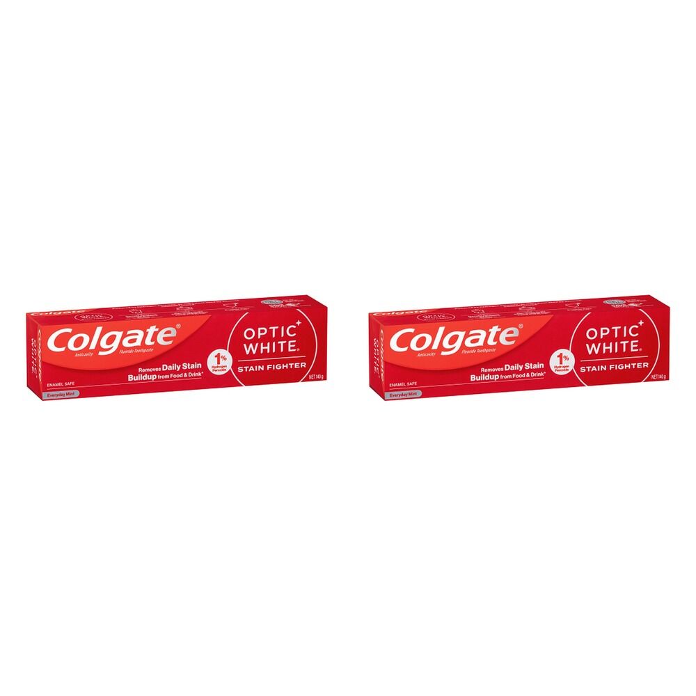 Colgate Optic White Stain Fighter Toothpaste Everyday Mint 140g Pack of 2