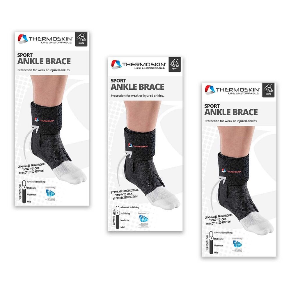 Thermoskin Sport Ankle Brace Large Black Pack of 3