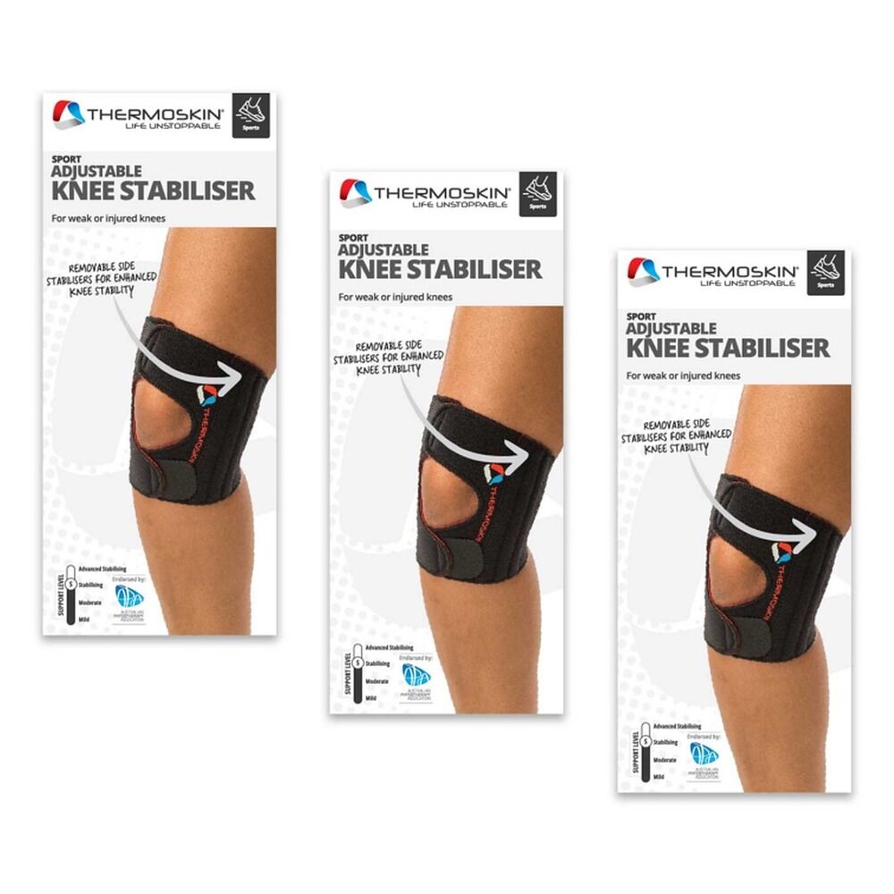 Thermoskin Knee Stabiliser Adjustable S/M Black Pack of 3