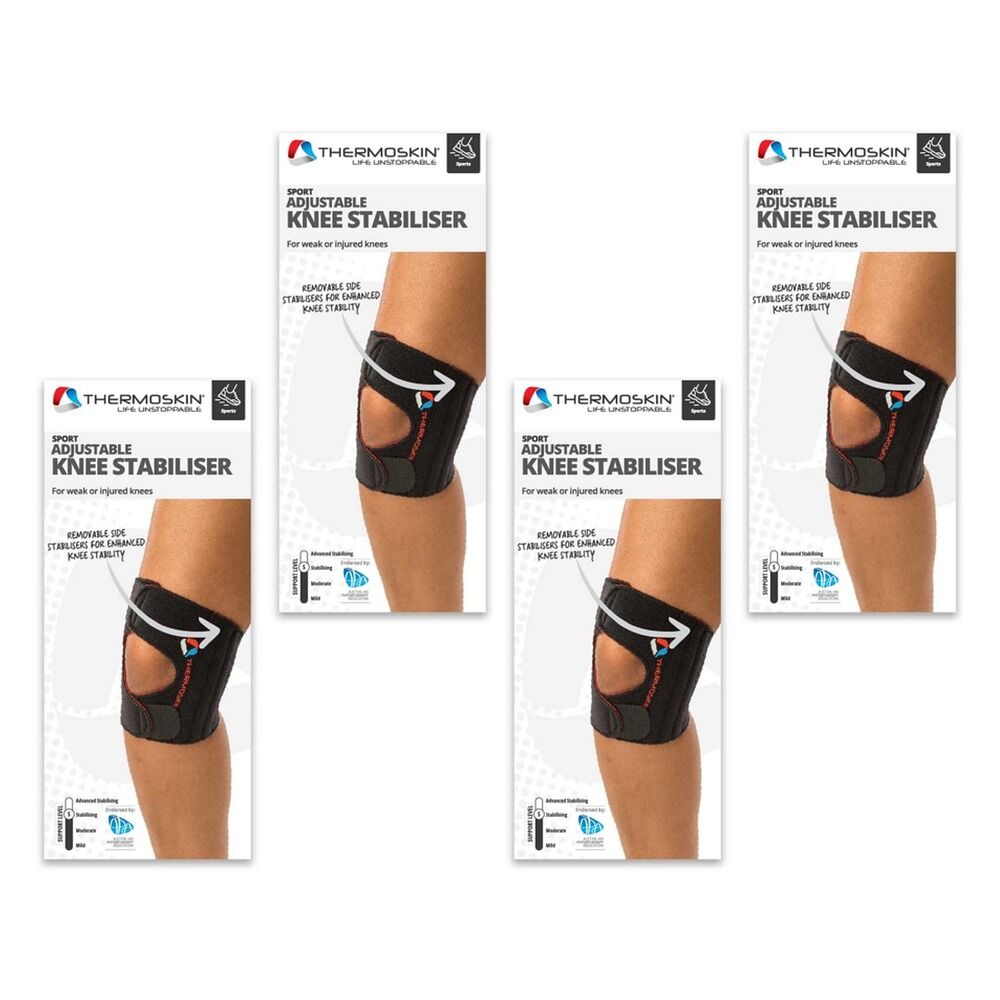 Thermoskin Knee Stabiliser Adjustable S/M Black Pack of 4