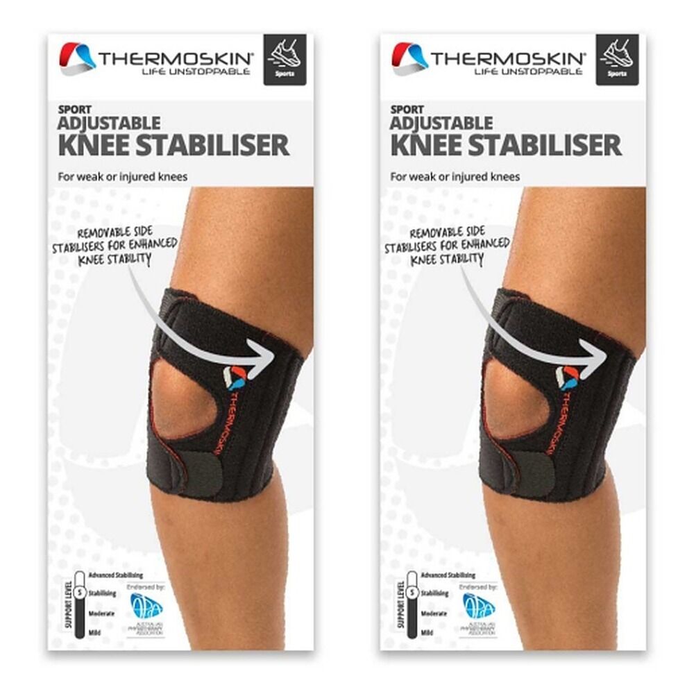 Thermoskin Knee Stabiliser Adjustable L/XL Black Pack of 2