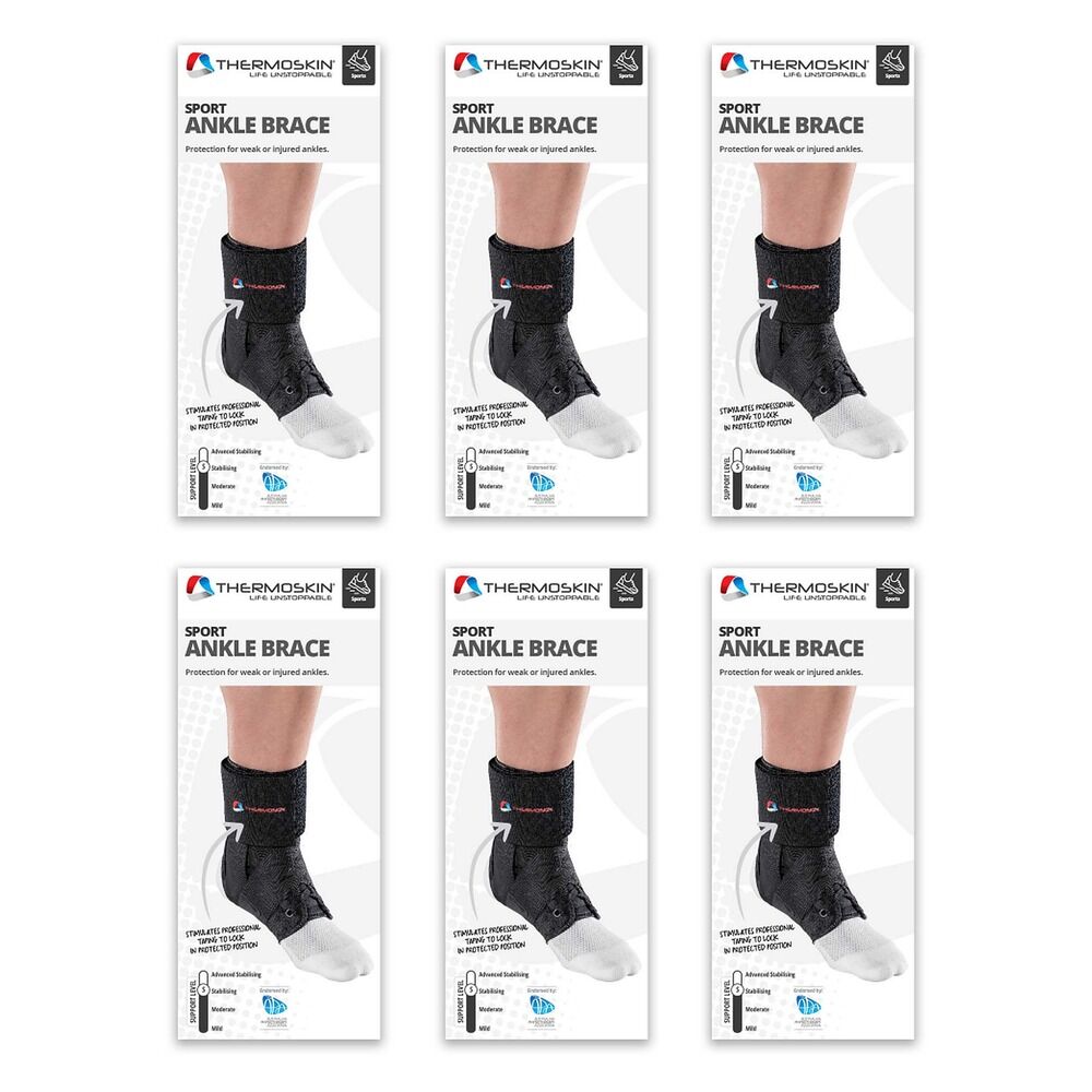 Thermoskin Sport Ankle Brace Medium Black Pack of 6