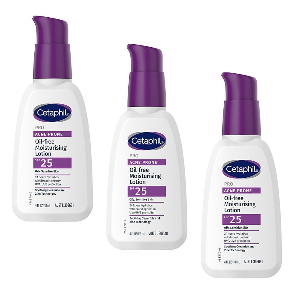 Cetaphil Pro Acne Prone Oil Free Moisturising Lotion SPF 25 118mL Pack of 3