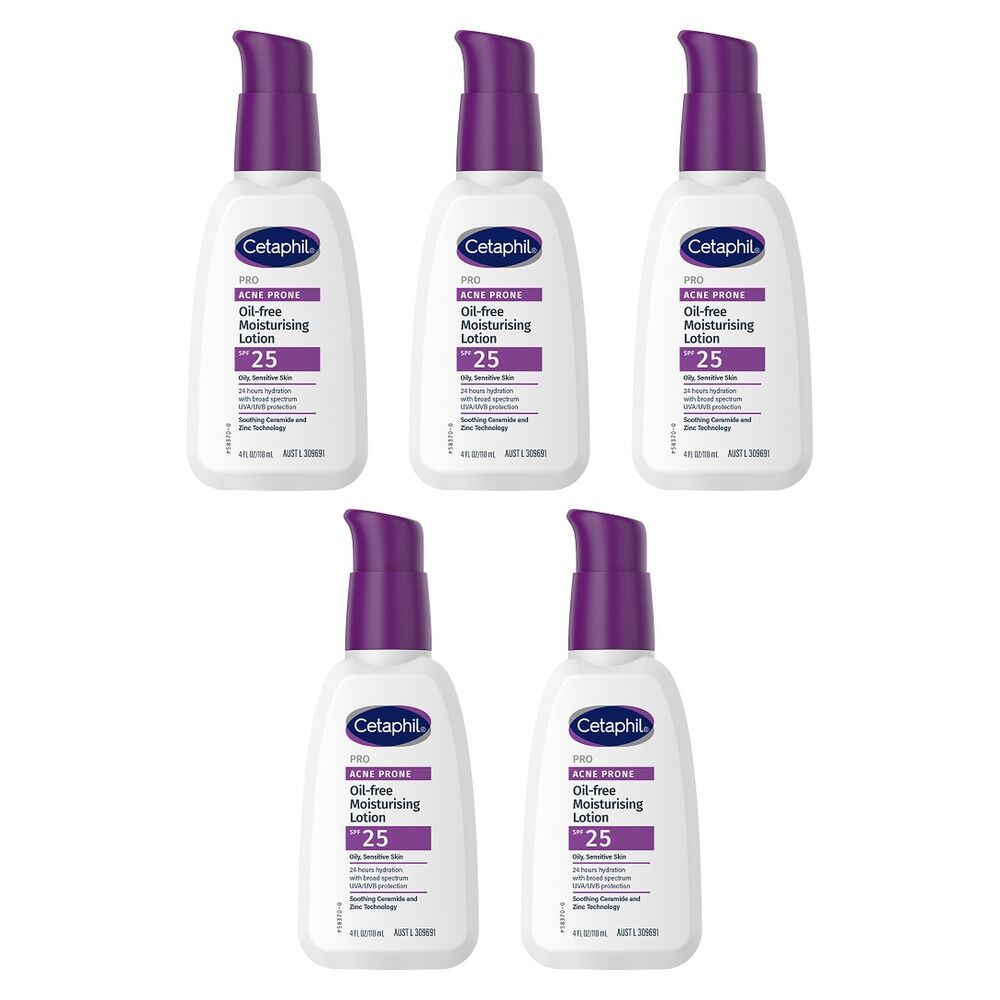 Cetaphil Pro Acne Prone Oil Free Moisturising Lotion SPF 25 118mL Pack of 5