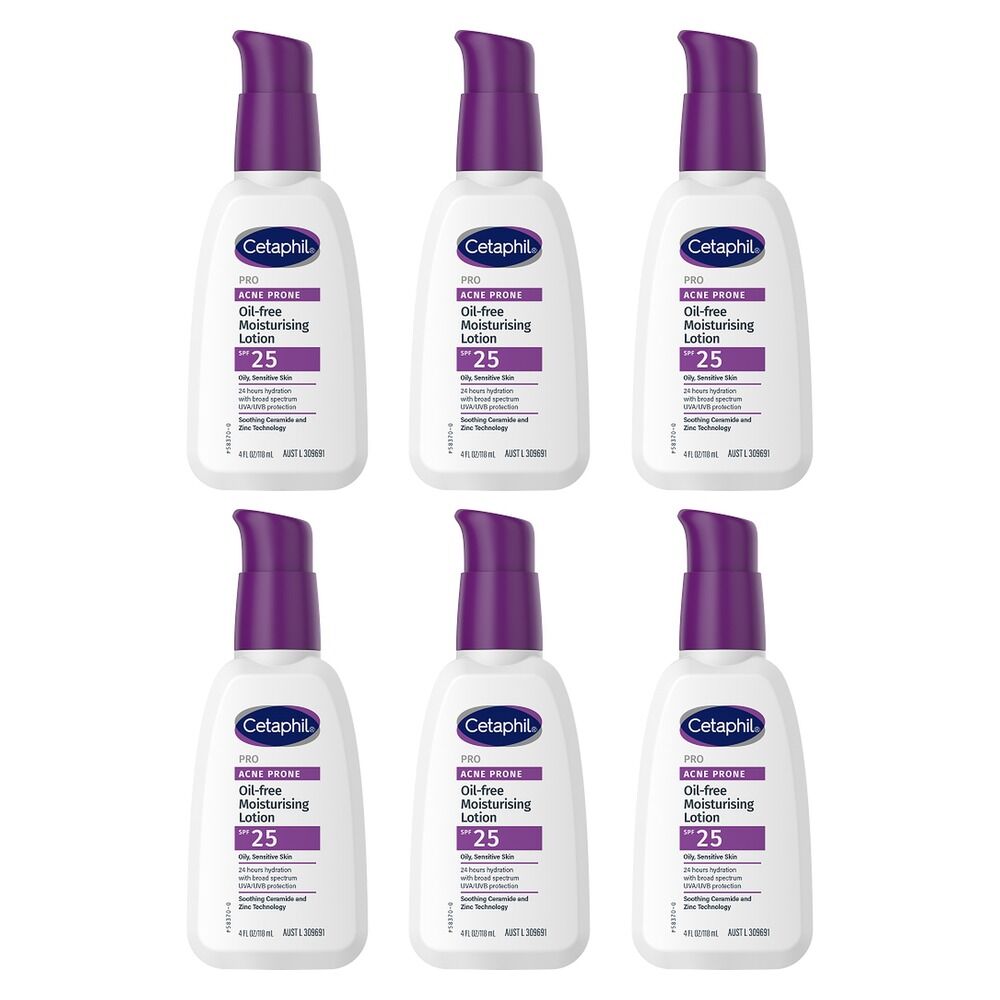 Cetaphil Pro Acne Prone Oil Free Moisturising Lotion SPF 25 118mL Pack of 6
