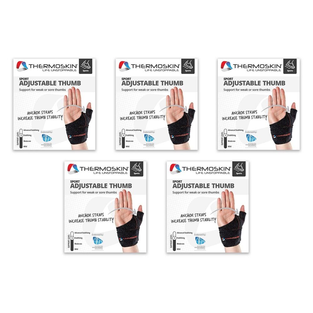Thermoskin Sport Adjustable Thumb Wrap Left S/M Black Pack of 5