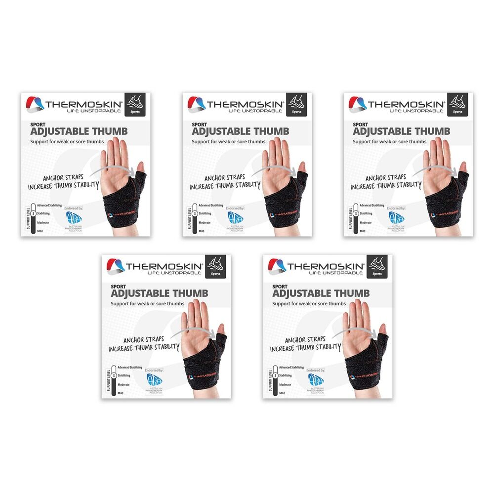 Thermoskin Sport Adjustable Thumb Wrap Left L/XL Black Pack of 5