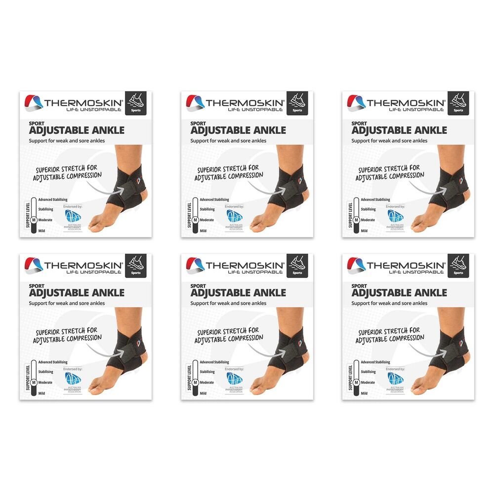 Thermoskin Sport Adjustable Ankle Wrap Black Pack of 6