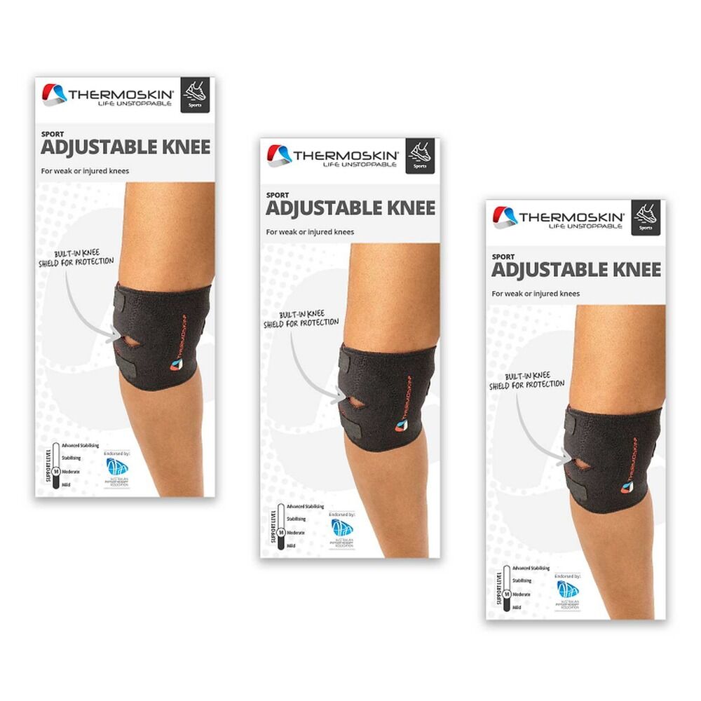 Thermoskin Sport Adjustable Knee Wrap S/M Black Pack of 3