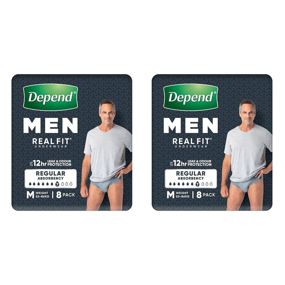 Depend Realfit Underwear for Men Medium 8 Pack x 4 Bundle of 2