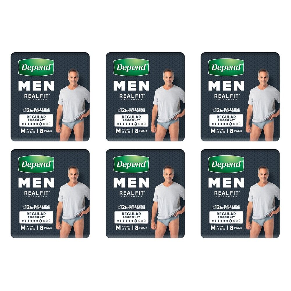 Depend Realfit Underwear for Men Medium 8 Pack x 4 Bundle of 6