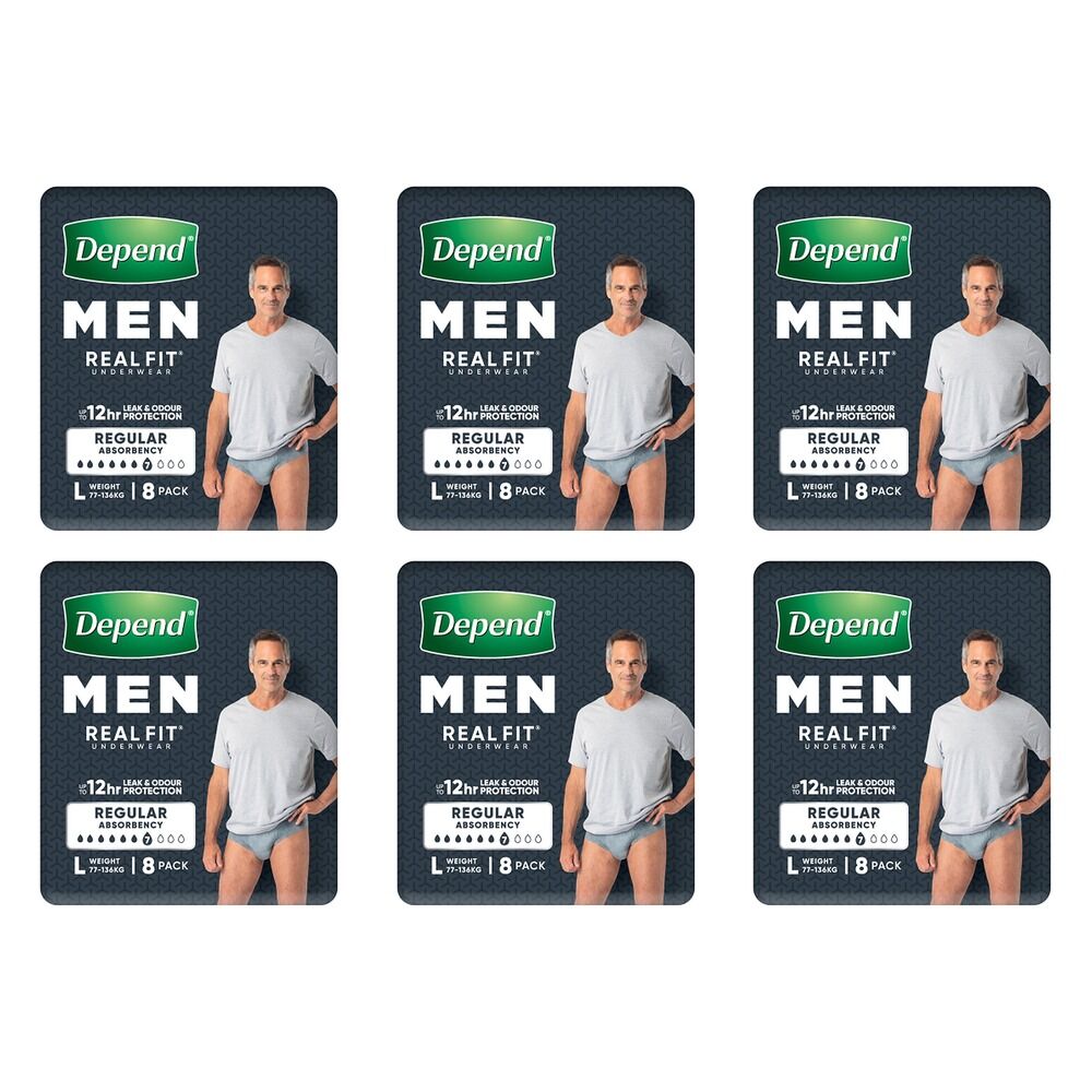 Depend Realfit Underwear for Men Large 8 Pack x 4 Bundle of 6