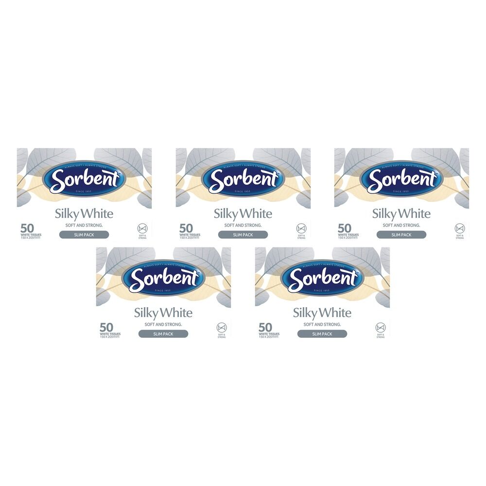 Sorbent Soft White On the Go Facial Tissues 50 Pack x 24 Bundle of 5