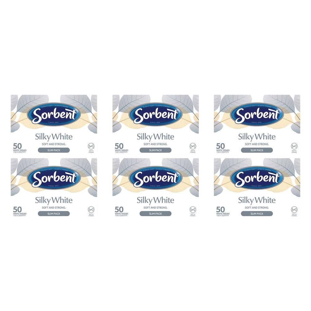 Sorbent Soft White On the Go Facial Tissues 50 Pack x 24 Bundle of 6