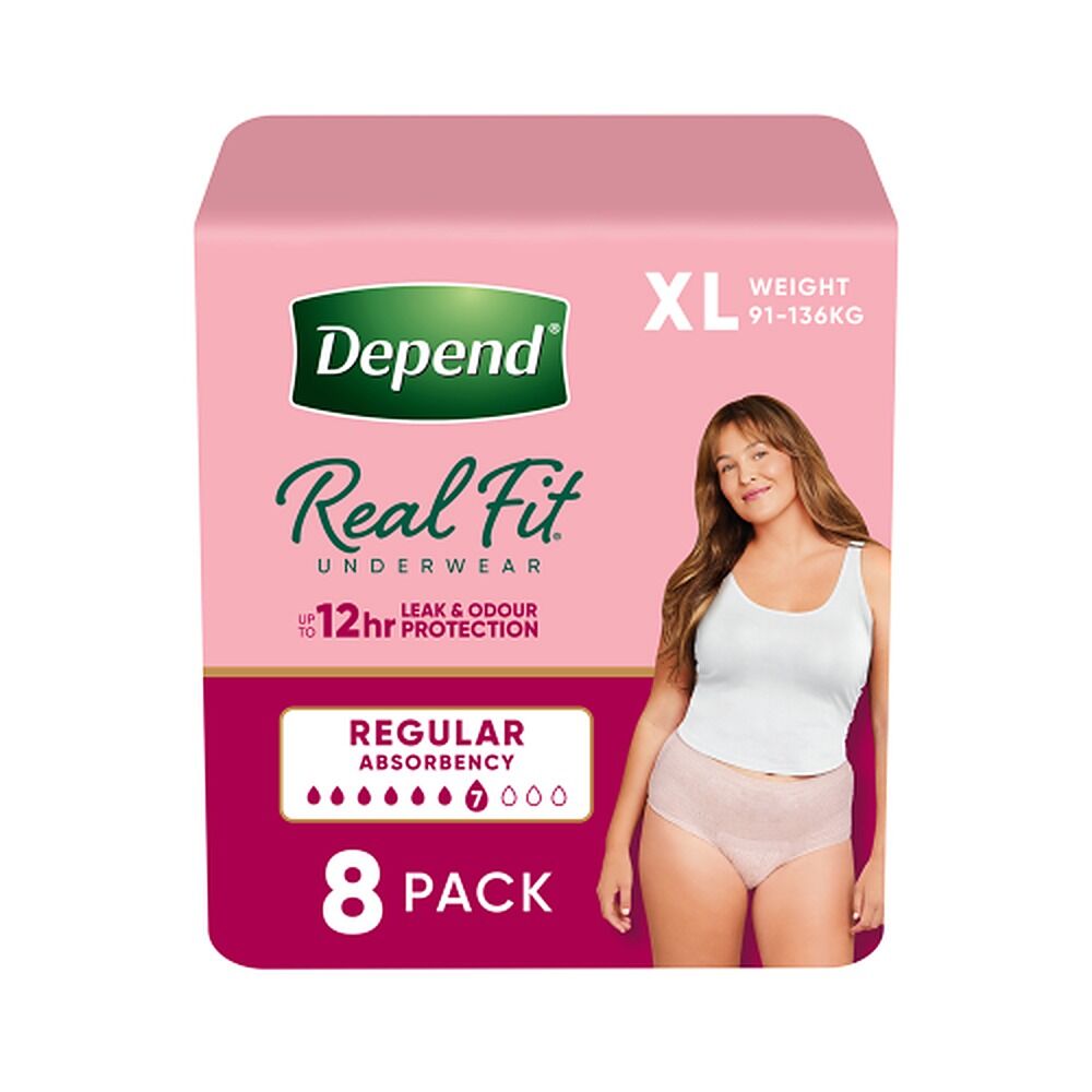 Depend Real Fit Underwear for Women Regular Absorbency XL 8 Pack x 4