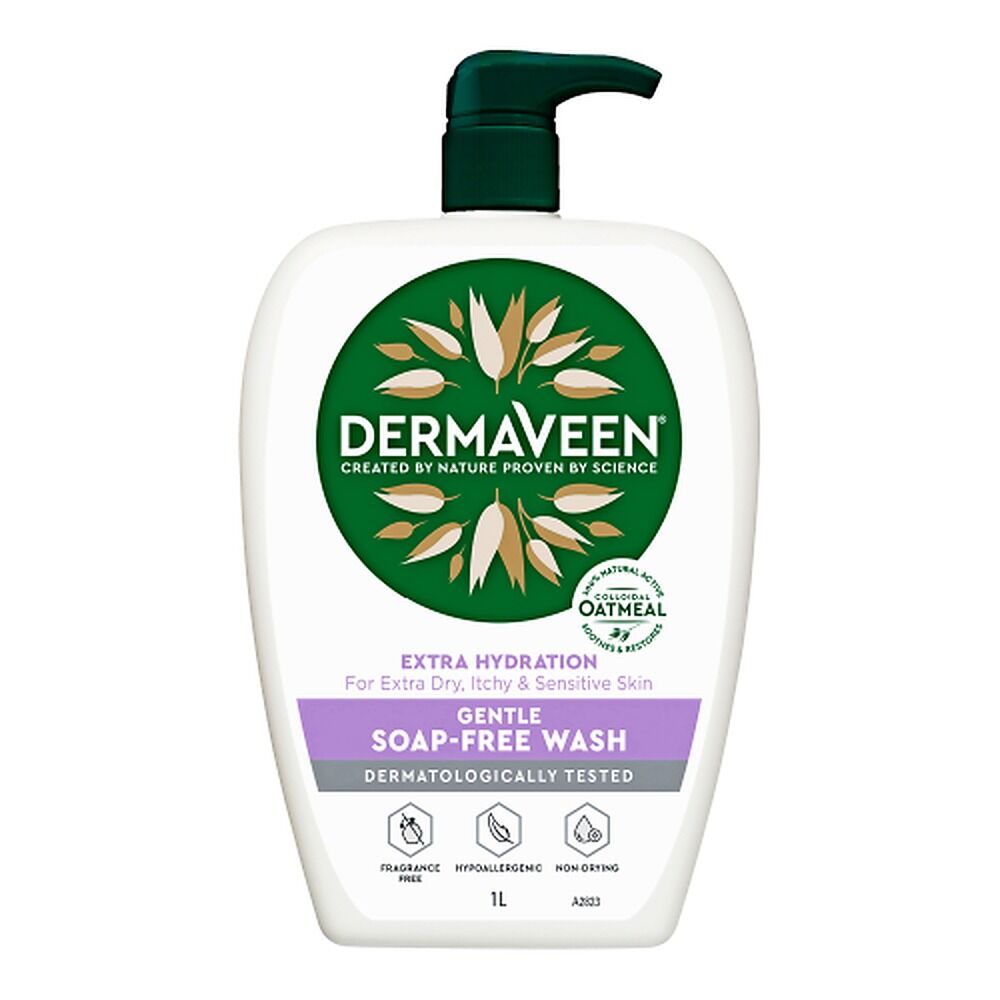DermaVeen Extra Hydration Gentle Wash for Dry, Itchy & Sensitive Skin 1L