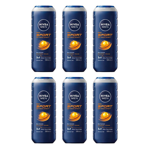 NIVEA Men Sport Shower Gel 500mL Pack of 6