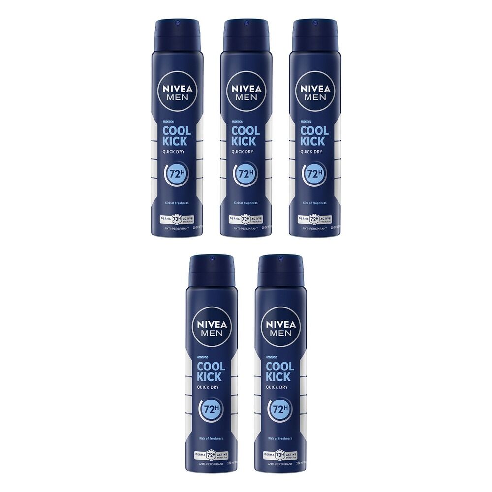 Nivea Men Cool Kick 72H Anti-Perspirant 250mL Pack of 5