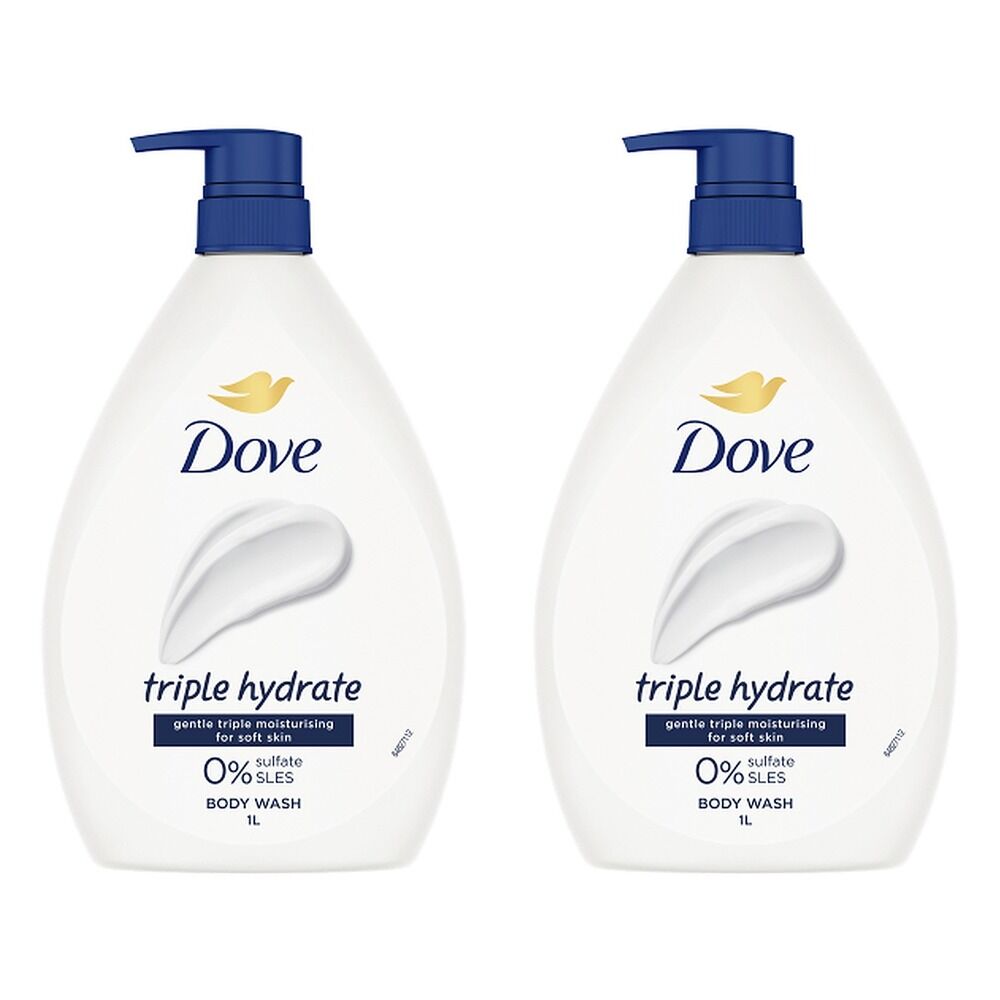 Dove Triple Hydrate Body Wash 1L x 3 Bundle of 2