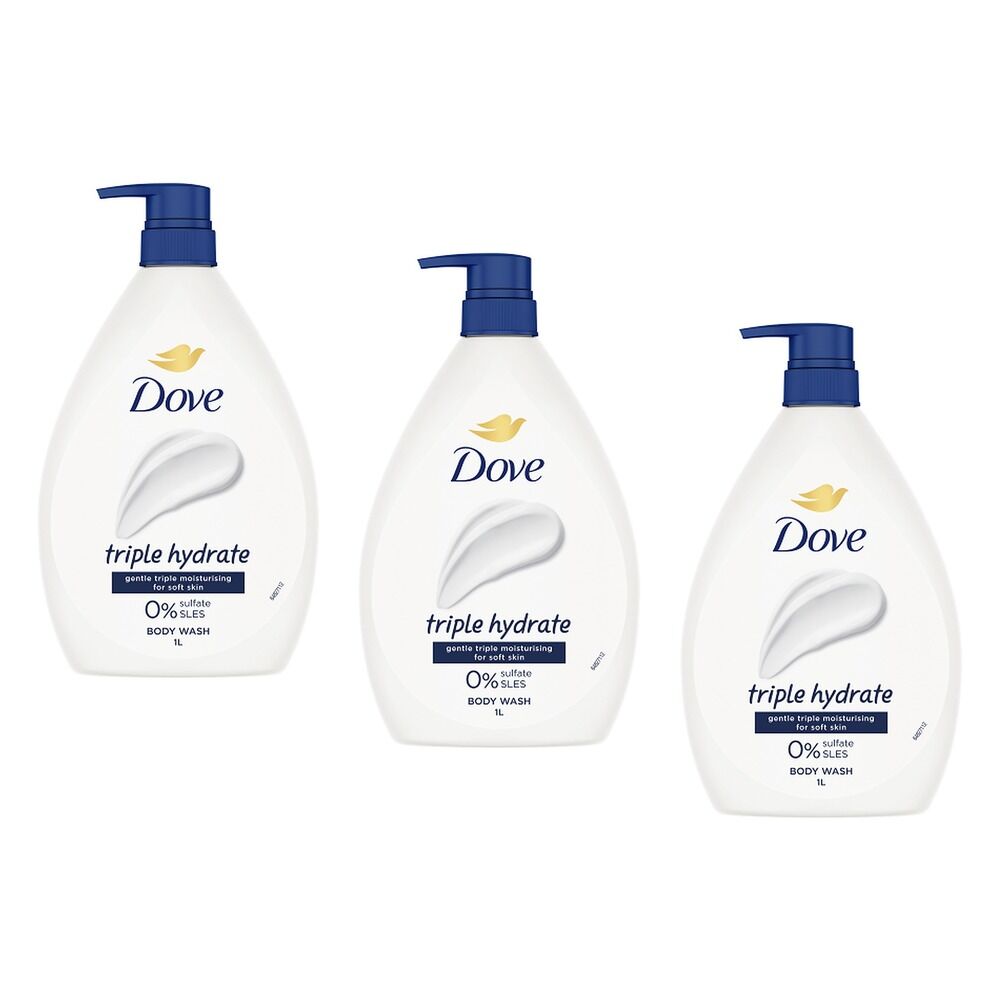 Dove Triple Hydrate Body Wash 1L x 3 Bundle of 3