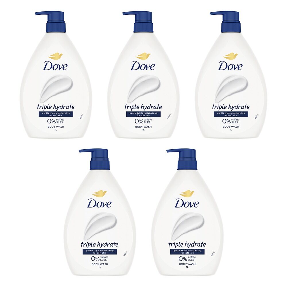 Dove Triple Hydrate Body Wash 1L x 3 Bundle of 5