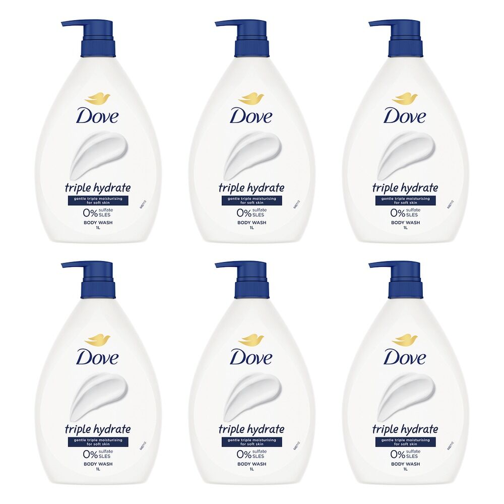 Dove Triple Hydrate Body Wash 1L x 3 Bundle of 6