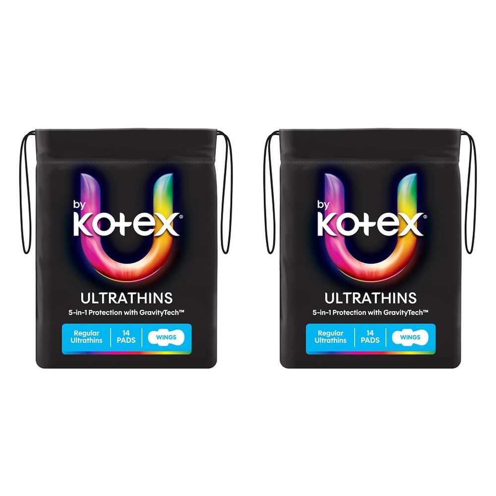 U By Kotex Regular Ultrathin Pads 14 Pack x 6 Bundle of 2