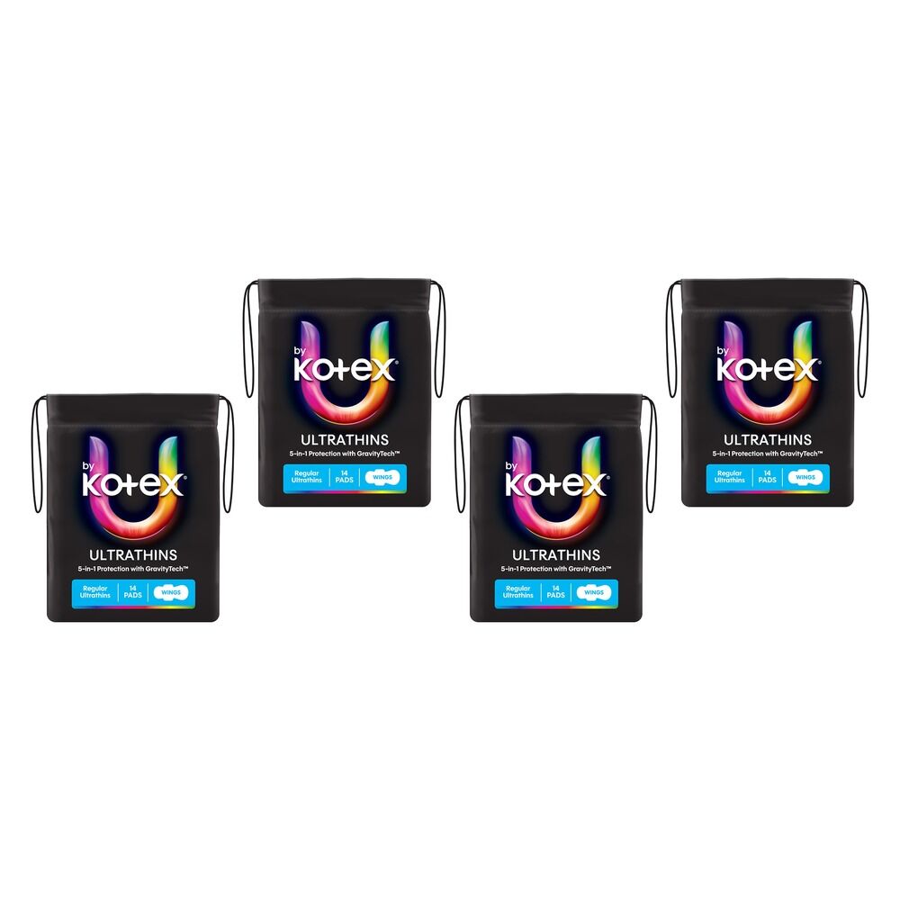 U By Kotex Regular Ultrathin Pads 14 Pack x 6 Bundle of 4