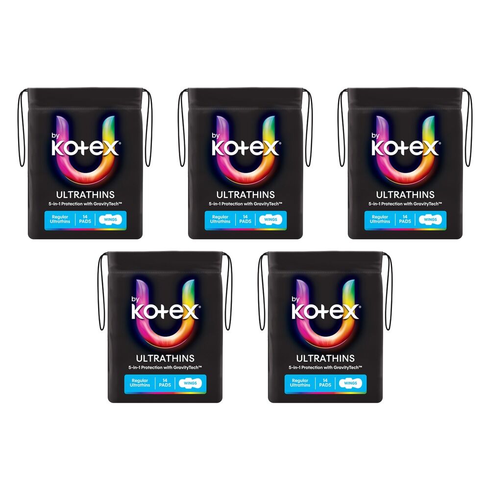 U By Kotex Regular Ultrathin Pads 14 Pack x 6 Bundle of 5